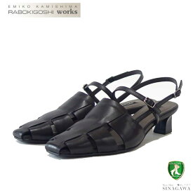 ラボキゴシ ワークス RABOKIGOSHI works 12710 ブラック グルカ サンダル 4cmヒール 日本製 天然皮革「靴」