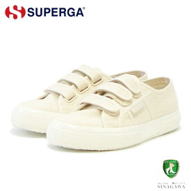 スペルガ SUPERGA 2750-STRAPS SHINY AVORIO（ユニセックス）ベージュ (2s11151wafp) ナチュラルなキャンバススニーカー レディース ベルクロ ストラップ「靴」