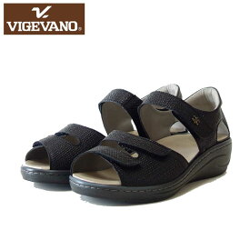 VIGEVANO ビジェバノ 16-1703 ブラック（日本製）ゆったりEEEE ストラップシューズ オープントゥシューズ「靴」