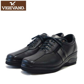 VIGEVANO ビジェバノ 9731 ブラック（日本製）ゆったりEEEE レースアップシューズ ウェッジヒール ファスナー付き「靴」