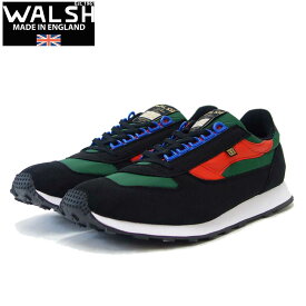 【スーパーSALE 20%OFF】 WALSH ウォルシュ EUR 40003（ユニセックス） European カラー：ブラック／グリーン／レッド（英国製） ベロン＆人工繊維＆PVCのランニングスニーカー 「靴」