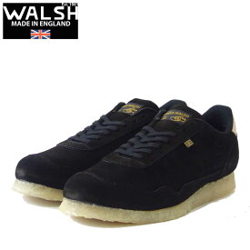 【スーパーSALE 10%OFF】 WALSH ウォルシュ ENC 71035（ユニセックス） ENSIGN CREPE カラー：ブラック（英国製） スエードレザーのランニングスニーカー 「靴」