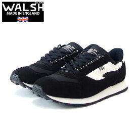 WALSH ウォルシュ EUR40033（ユニセックス） EUROPEAN カラー：ブラック／ホワイト（英国製） スエード＆ポリエステルのランニングスニーカー 「靴」