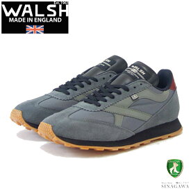 WALSH ウォルシュ STR 72011（ユニセックス） Strike カラー：グレー／バーガンディ（英国製） スエード＆ナイロンのランニングスニーカー 「靴」