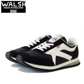WALSH ウォルシュ TOR01393（ユニセックス） Tornado カラー：ブラック／ホワイト（英国製） スエード＆ナイロンのランニングスニーカー 「靴」