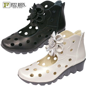 【黒22.0cm】【グレージュ24.0cm】のみになりました《FIZZ REEN フィズリーン》 1250　合わせやすさと履き心地の良さがコンセプト大人がはくコサージュつきのかわいいお靴です