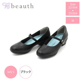 防水パンプス beauth ビュース BT-602 パンプス ストラップ ローヒールパンプス レインパンプス レディース ストラップパンプス 防水 ローヒール 黒 ブラック 3E 痛くない やわらかい 防水 消臭 抗菌 フォーマル 冠婚葬祭 お葬式 結婚式 入学式 卒業式 就活 面接