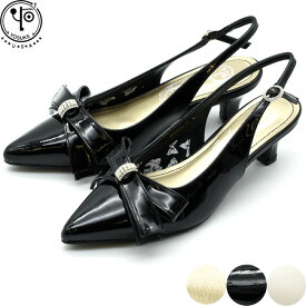 ヨースケ YOSUKE バックストラップパンプス ポインテッドトゥパンプス リボン とんがり レディース 全4色 S-LL 黒 白 ゴールド 2820035 セール