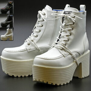 ヨースケ YOSUKE 厚底ブーツ 4468012 レースアップブーツ ショートブーツ ハイソール メンズ ブラック 黒 ホワイト 白 26 27(予約)は11月下旬〜の入荷です