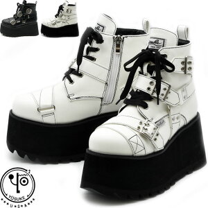 ヨースケ YOSUKE レースアップブーツ 厚底ブーツ ショートブーツ メンズ 全2色 26 27 ブラック 黒 ホワイト 白 6318005