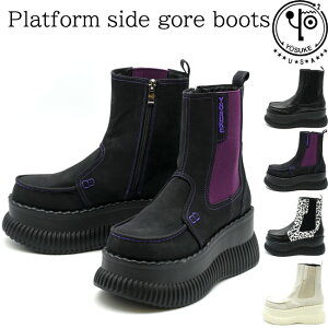 ヨースケ YOSUKE サイドゴアブーツ 厚底ブーツ スニーカーブーツ ハイソール レディース 全4色 22.5-24.5 黒 白 4460085 セール