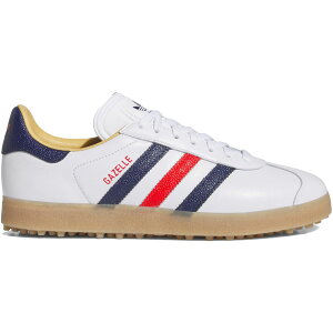AfB_X K[ U[ XpCNX adidas GAZELLE LEATHER SPIKELESS GOLF SHOES Cloud White / Dark Blue / Red JP7705