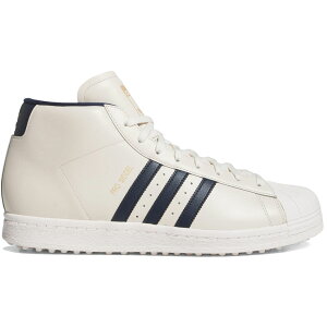 AfB_X vf ~bhJbg XpCNX adidas PRO MODEL MIDCUT SPIKELESS GOLF SHOES Chalk White / Night Indigo / Gold Metallic JQ7722