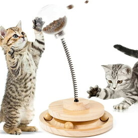 ペット用品 遊ぶ盤2層 ペット用品 玉遊び 猫 ぐるぐるタワー おもちゃ 回転ボール 留守番対応 運動不足 給餌 ストレス解消