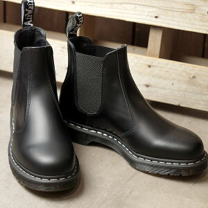 ドクターマーチン 2976 WHITE STITCH LEATHER CHELSEA BOOTS BLACK  
