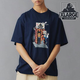 【6/5限定！エントリーで最大100％ポイントバック！】エクストララージ XLARGE メンズ スクロール ショートスリーブTシャツ （101242011010 SU24） SCRAWL S/S TEE x-large エックスラージ トップス 半袖 NAVY 【メール便可】