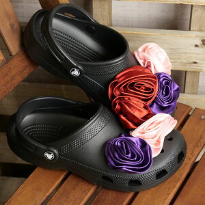 yő100%|CgobNzNbNX crocs T_ NVbN [bg NbO [210388-001 FW24] Classic Rosette Clog fB[X C y ItBX KN Blackyezytsz K戵X
