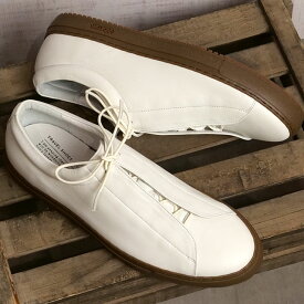 返品送料無料 ショセ トラベルシューズ TRAVEL SHOES by chausser トラベル シューズ バイ ショセ レザースニーカー [TR-013 FW24] Leather sneaker メンズ 靴 日本製 生活防水 ビブラムソール ホワイト WH/CA