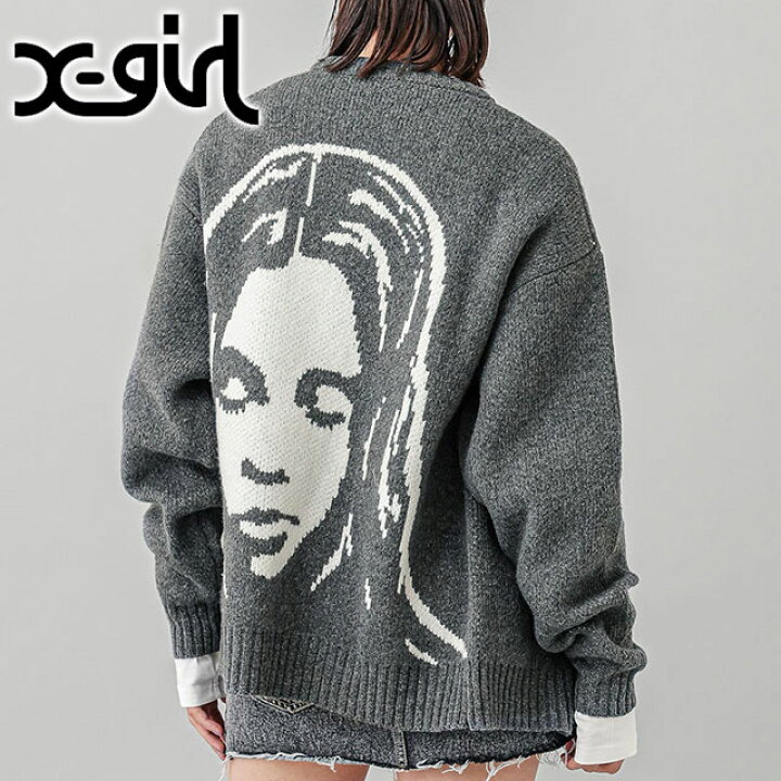 楽天市場】エックスガール X-girl フェイスニットカーディガン  