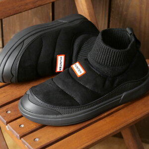 ԕi n^[ HUNTER CAEg tFCNXG[h jbeBhJtu[c [UFS7115REN-BLK FW25] IN/OUT FAUX SUEDE KNITTED CUFF BOOT fB[X C  Xb| EB^[u[c BLACK K戵