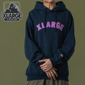 yő100%|CgobNzGNXg[W XLARGE A[`S vI[o[t[fbhXEFbgVc [101253012014 FW25] ARCH LOGO PULLOVER HOODED SWEATSHIRT Y gbvX p[J[ NAVY K戵X