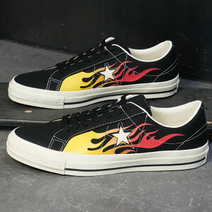 CONVERSE �R���o�[�X �X�j�[�J�[ �����Y �����X�^�[ �G�C�W�h �L�����o�X IGNT [33703370 FW26Q4] ONE STAR AGED CANVAS IGNT �C �V���[�Y �t�@�C���[ �t���C���� �� BLACK/RED-FLAME ���K�戵�X