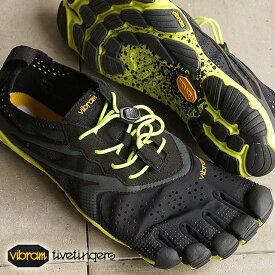 Vibram FiveFingers ビブラムファイブフィンガーズ メンズ V-Run Black/Yellow ビブラム ファイブフィンガーズ 5本指シューズ ベアフット靴 （16M3101）