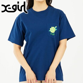 エックスガール X-girl レディース ローズ ポケット ショートスリーブ Tシャツ （105232011011 SU23） ROSE POCKET S/S TEE XGIRL トップス 半袖 ポケティー NAVY 紺 ネイビー系【メール便可】【ts】【e】