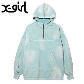 エックスガール X-girl レディース スウェット アノラックパーカー （105241012012 SS24） SWEAT ANORAK PARKA xgirl トップス フーディー LtBLUE