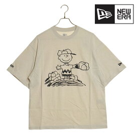 ニューエラ NEWERA コラボ オーバーサイズTシャツ ピーナッツ スヌーピー （14124665 SS24） S/S Over Sized Cotton Tee PEANUTS メンズ・レディース トップス 半袖 ビッグシルエット ストーン 【メール便可】