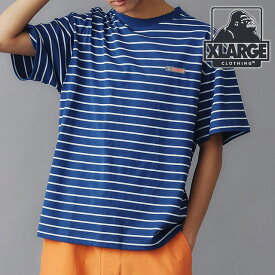 【6/5限定！エントリーで最大100％ポイントバック！】エクストララージ XLARGE メンズ ストライプ ショートスリーブTシャツ （101242011040 SU24） STRIPED S/S TEE x-large エックスラージ トップス 半袖 NAVY 【メール便可】