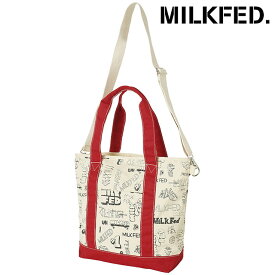 ミルクフェド MILKFED. レディース ヴァリアスロゴ ツーウェイ トートバッグ （103242053003 SU24） VARIOUS LOGO 2WAY TOTE 鞄 ショルダーバッグ 総柄 RED