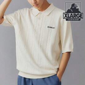 エクストララージ XLARGE メンズ エンブロイダードロゴ ニットポロシャツ （101242013010 SU24） EMBROIDERED LOGO KNIT POLO SHIRT x-large エックスラージ トップス 半袖 サマーニット WHITE