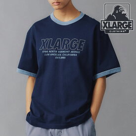 【6/5限定！エントリーで最大100％ポイントバック！】エクストララージ XLARGE メンズ ストアアドレス リンガーショートスリーブTシャツ （101242011003 SU24） STORE ADDRESS RINGER S/S TEE x-large エックスラージ トップス 半袖 NAVY 【メール便可】