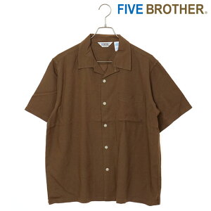 �y�݌Ɍ���z�t�@�C�u�u���U�[ FIVEBROTHER ���l�����[���� �����i�b�v �V���[�g�X���[�u�V���c [152520 SS25] LINEN RAYON ONE-OP S/S SHIRTS �����Y �g�b�v�X ���� �J�݃V���c BROWN ���K�戵�X�yts�z