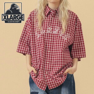 �G�N�X�g�����[�W XLARGE �p�b�`���S �v���C�h �V���[�g�X���[�u�V���c [101252014004 SU25] PATCH LOGO PLAID S/S SHIRT �����Y x-large �G�b�N�X���[�W �g�b�v�X ���� �`�F�b�N�� RED ���K�戵�X