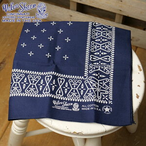 �x���o�V�[�� VELVA SHEEN �o���_�i �N���X [161516 SS25] BANDANNA [CROSS]�@MADE IN USA �����Y�E���f�B�[�X �A�����J�� �唻 �n���J�` �X�J�[�t NAVY �y���[���։z ���K�戵�X