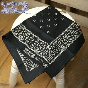 �x���o�V�[�� VELVA SHEEN �o���_�i �N���X [161516 SS25] BANDANNA [CROSS]�@MADE IN USA �����Y�E���f�B�[�X �A�����J�� �唻 �n���J�` �X�J�[�t BLACK �y���[���։z ���K�戵�X