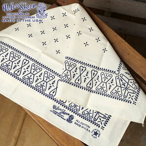 �x���o�V�[�� VELVA SHEEN �o���_�i �N���X [161516 SS25] BANDANNA [CROSS]�@MADE IN USA �����Y�E���f�B�[�X �A�����J�� �唻 �n���J�` �X�J�[�t WHITE �y���[���։z ���K�戵�X