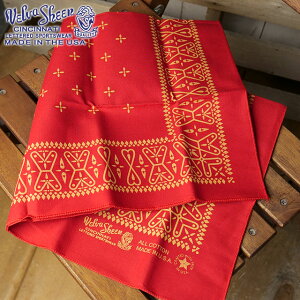 �x���o�V�[�� VELVA SHEEN �o���_�i �N���X [161516 SS25] BANDANNA [CROSS]�@MADE IN USA �����Y�E���f�B�[�X �A�����J�� �唻 �n���J�` �X�J�[�t RED �y���[���։z ���K�戵�X