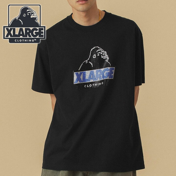 ラインストーン エックスラージ半袖 エクストララージ XLARGE ラインストーン スランテッド OG ショートスリーブTシャツ 101252011054 RHINE STONE SLANTED OG S S TEE メンズ x-large エックスラージ カットソー 半袖 BLACK メール便配送 XLARGE エクストララージ
