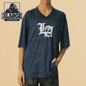エクストララージ XLARGE オールドイングリッシュ フットボールジャージ [101252011028 SU25] OLD ENGLISH FOOTBALL JERSEY メンズ x-large エックスラージ トップス カットソー 半袖 スポーツ NAVY 正規取扱店【ts】【e】