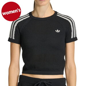 �A�f�B�_�X �I���W�i���X adidas Originals ���f�B�[�X �j�e�B�h �N���V�F�b�g �J�� �e�B�[ [WY172/KC6481 SS26] KNITTED CROCHET CALI TEE �g�b�v�X ���� T�V���c �� �u���b�N �y���[���։z ���K�戵�X