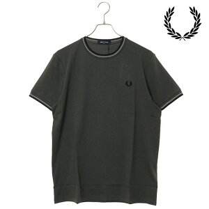 �y�ő�100%�|�C���g�o�b�N�zFRED PERRY �t���b�h�y���[ �����Y �c�C���e�B�b�v�h T�V���c [M1588V-04B SS26] TWIN TIPPED T-SHIRT �g�b�v�X ���� �N���[�l�b�N �J�[�L�O���[�� FIELD-GREEN/SEAGRASS/BLACK �y���[��