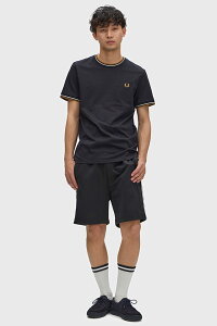 �y�ő�100%�|�C���g�o�b�N�zFRED PERRY �t���b�h�y���[ �����Y �c�C���e�B�b�v�h T�V���c [M1588V-P69 SS26] TWIN TIPPED T-SHIRT �g�b�v�X ���� �N���[�l�b�N �u���b�N BLACK �y���[���։z ���K�戵�X