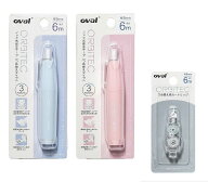 ノック式修正テープセットA/本体2個（ブルー＋ピンク）とカートリッジ2個 oval KITERA MQR-506B-A