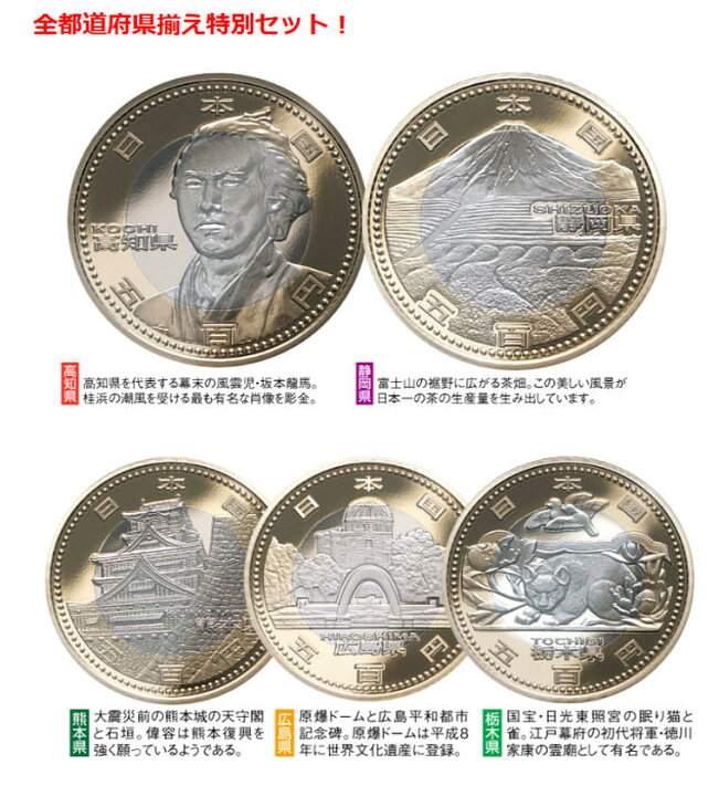 楽天市場】『 プルーフ 五百円 記念貨 47都道府県 セット 』 500円 