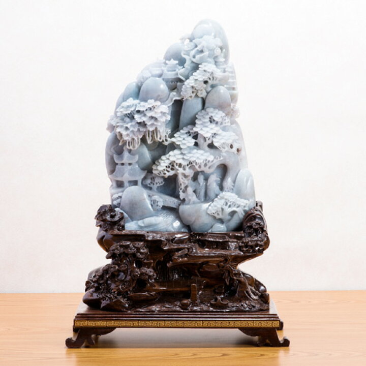 楽天市場】真正 ミャンマー翡翠 細密 一石彫り 『 遊仙境 』 彫刻家 伍 