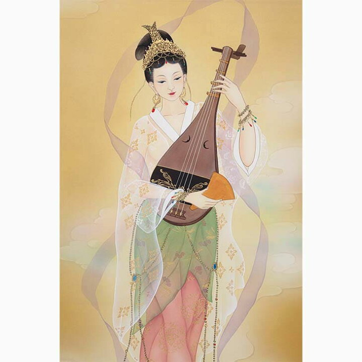 楽天市場】鈴木優莉 絹本肉筆『吉祥弁財天』尺五立掛軸 名画 新聞掲載 