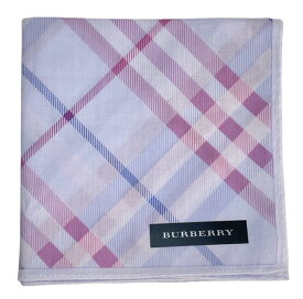 未使用 バーバリー ハンカチ 綿　100％ ランチマット　チェック バーバリー　レディース　BURBERRY　コットン　ライトパープル　 【中古】